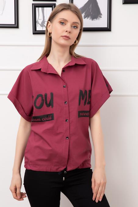 قميص بأزرار وطبعة نسائي