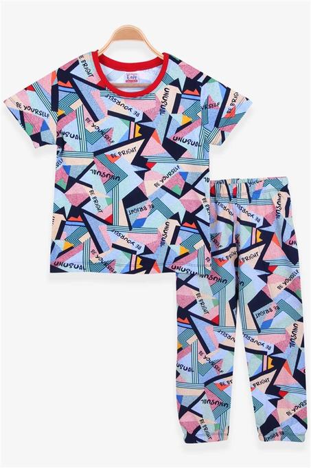 طقم بيجامة متعدد الألوان مزخرف ولادي