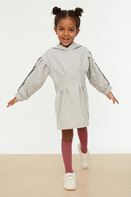 فستان هودي رمادي بناتي