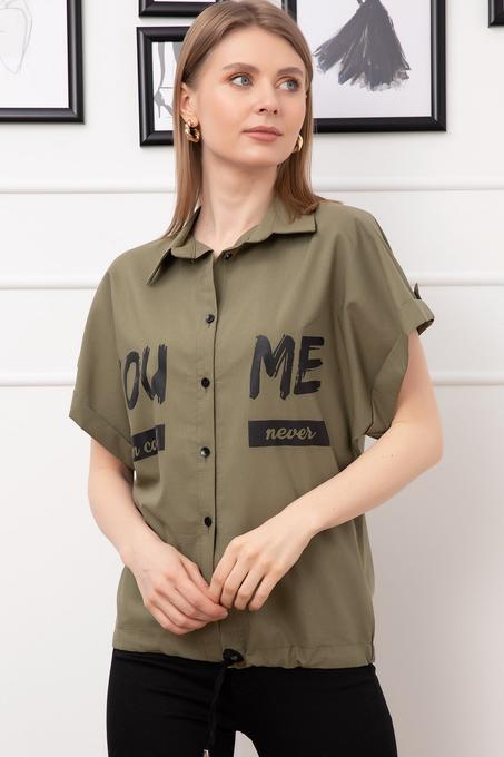 قميص بأزرار وطبعة نسائي