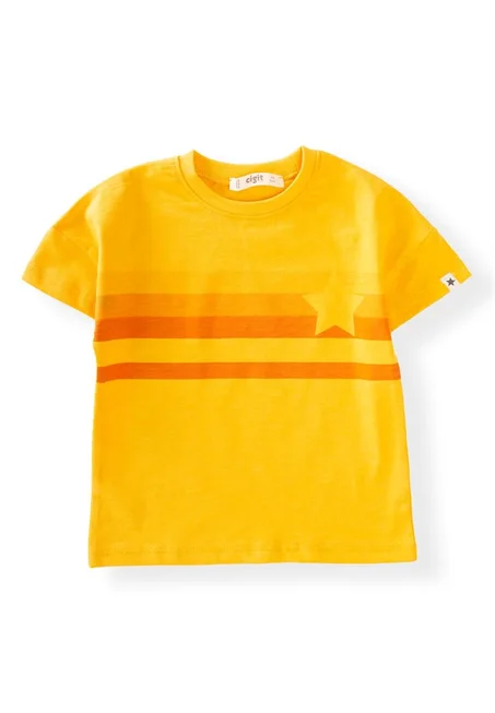 تي شيرت أصفر مخطط أطفالي