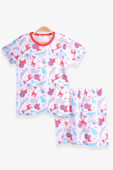 طقم بيجامة أبيض مزخرف رضع ولادي