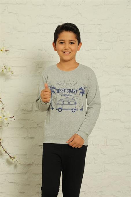 طقم بيجامة قطن بأكمام طويلة ولادي