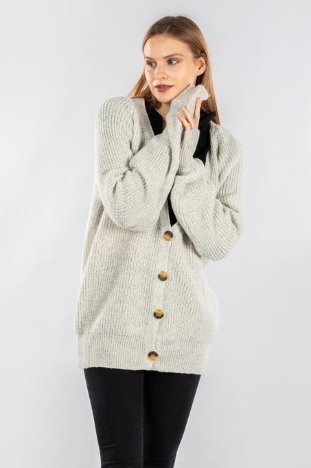 كارديجان تريكو خليط رمادي بأزرار نسائي