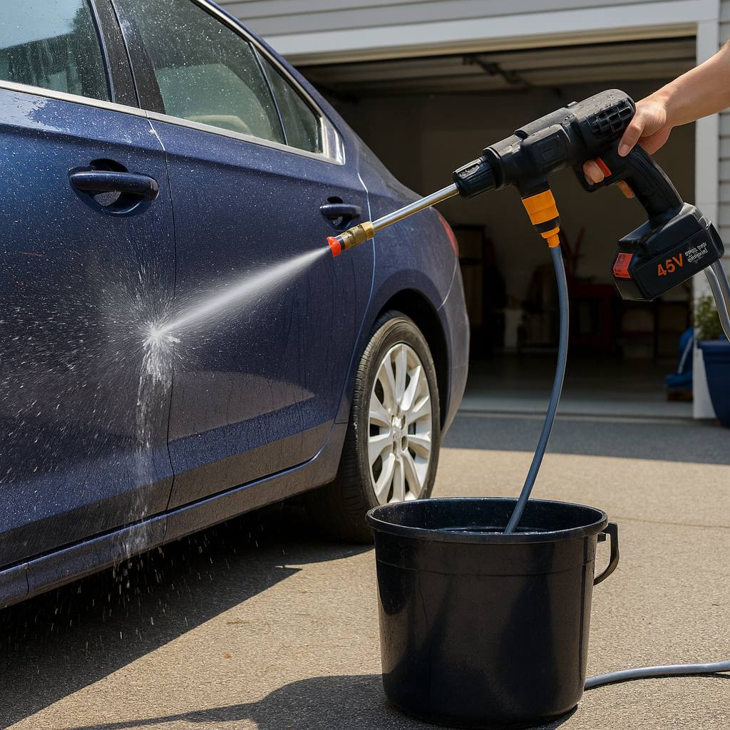 “بخّاخ كهربائي لا سلكي بضغط 48V — لغسيل السيارات، الأرضيات، وسقي النباتات”