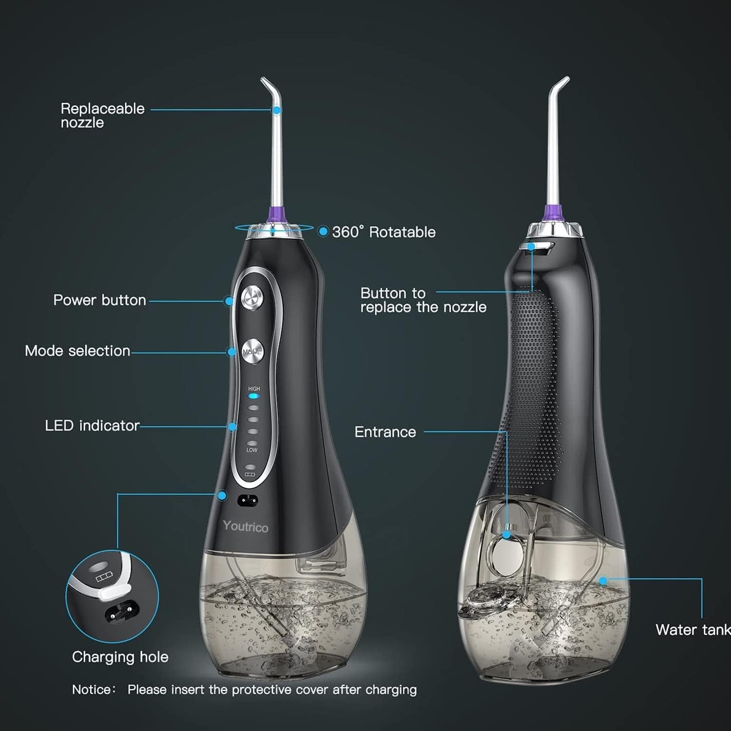 جهاز تنظيف الأسنان بالماء اللاسلكي Youtrico