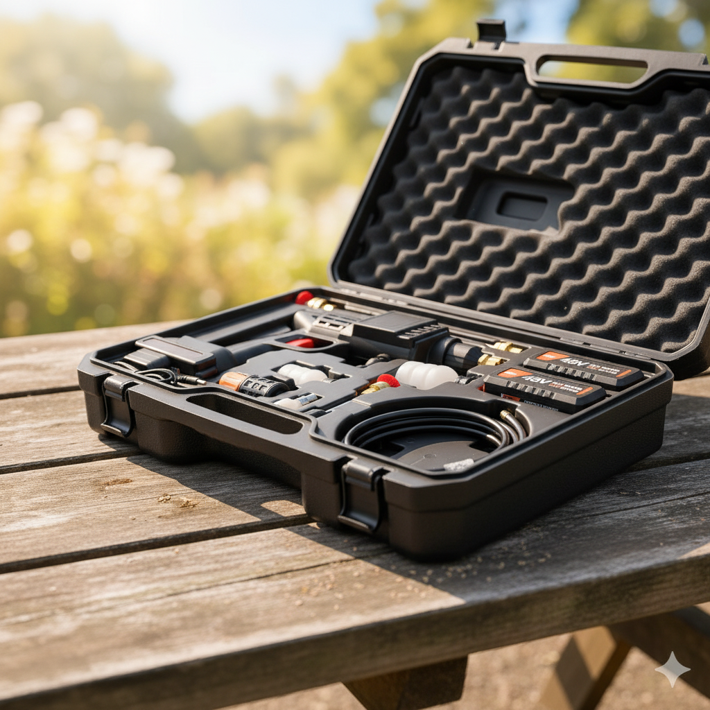 “بخّاخ كهربائي لا سلكي بضغط 48V — لغسيل السيارات، الأرضيات، وسقي النباتات”