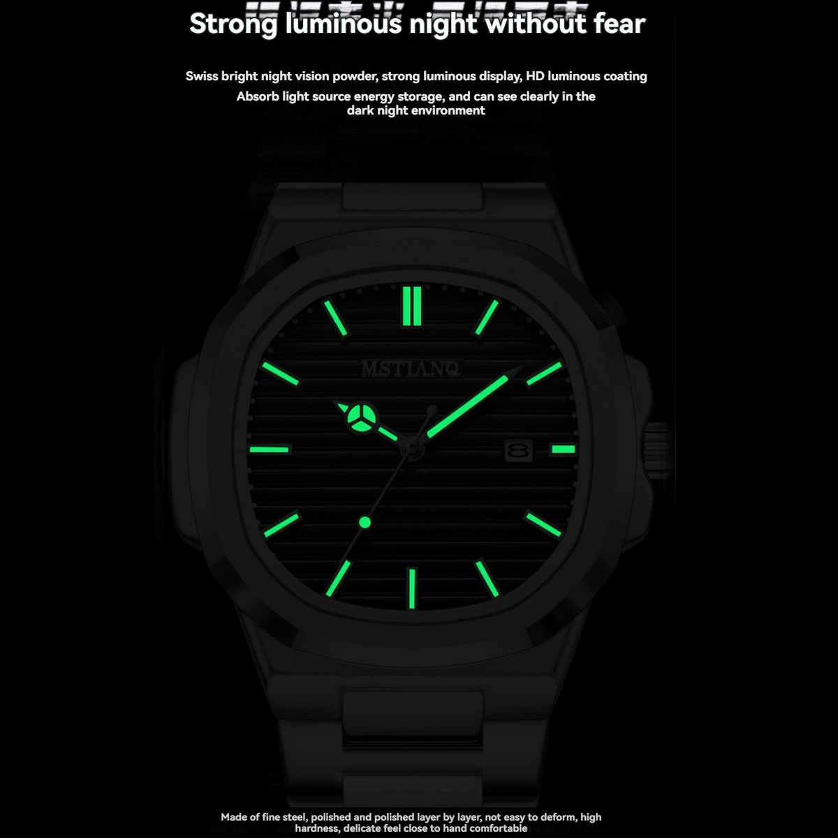 Montre de Luxe pour Hommes – Acier Inoxydable Doré, Étanche & Lumineuse avec Affichage Date (Quartz)