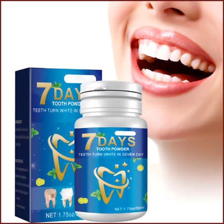 بودرة تبييض الأسنان في 7 أيام