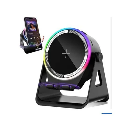 Haut-parleur intelligent avec support téléphone + éclairage RGB (technologie Induction, sans Bluetooth)