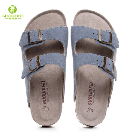 High Quality Classic Two Buckle Cork Slides Sandals 35-46