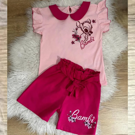 طقم صيفي للبنات من شخصية Bambi المحبوبة 💜🩷