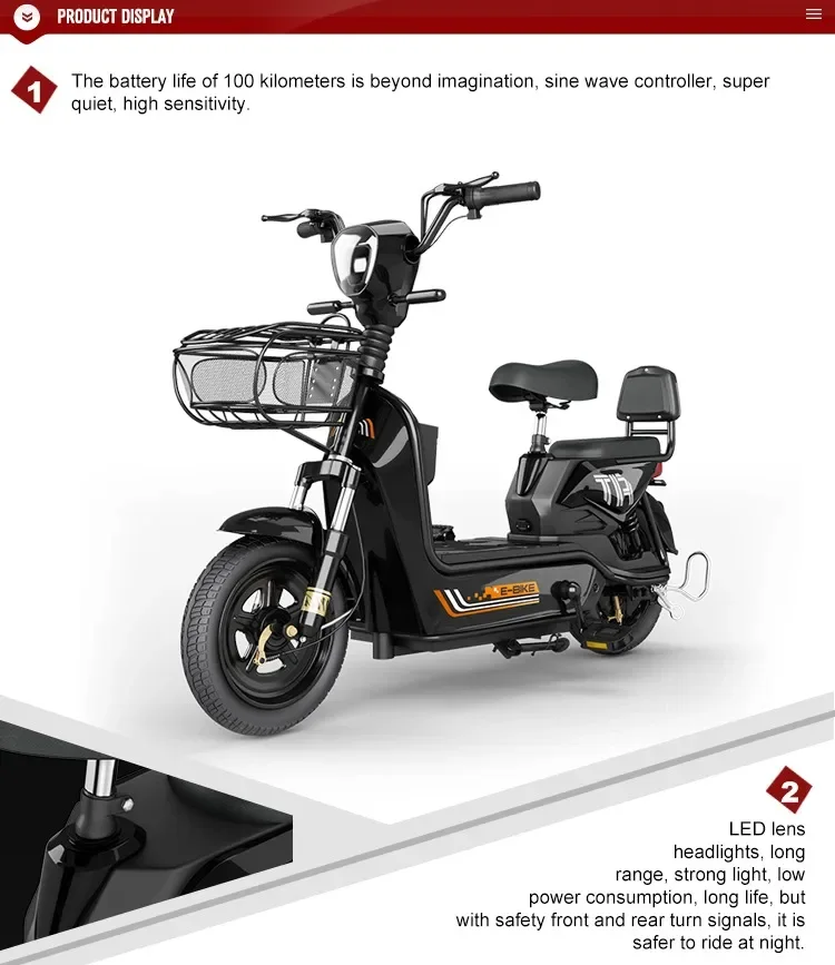 Wholesale High Quality Multi Functional Type 14 inch Fat Tire Retro Moped 350 W Electric City Bike