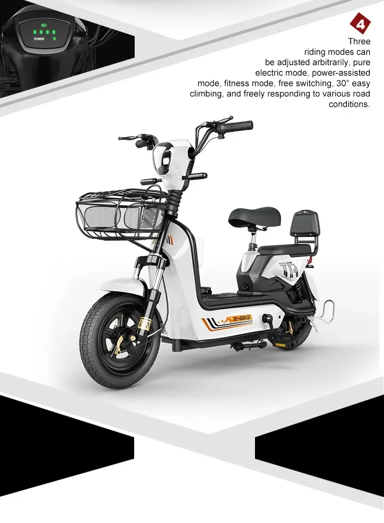 Wholesale High Quality Multi Functional Type 14 inch Fat Tire Retro Moped 350 W Electric City Bike