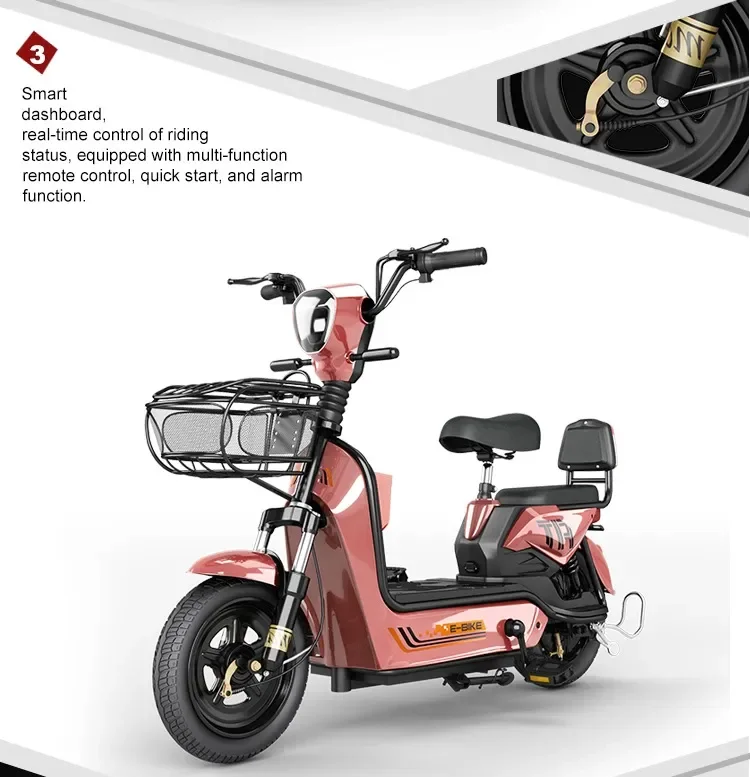 Wholesale High Quality Multi Functional Type 14 inch Fat Tire Retro Moped 350 W Electric City Bike
