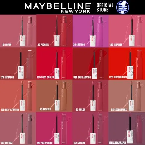 Maybelline Rouge à Lèvres Liquide - Effet Mat - Longue Tenue - SuperStay Matte Ink - Teinte : 65 SEDUCTRES