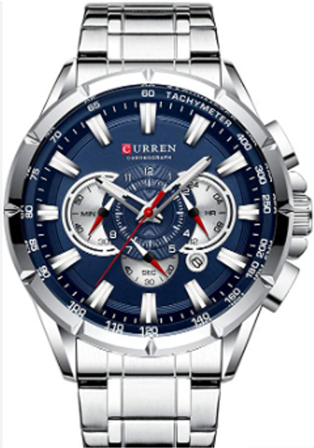 Curren Montre-bracelet pour homme avec trois sous-cadrans Affichage de la date Acier Sport Quartz Horloge