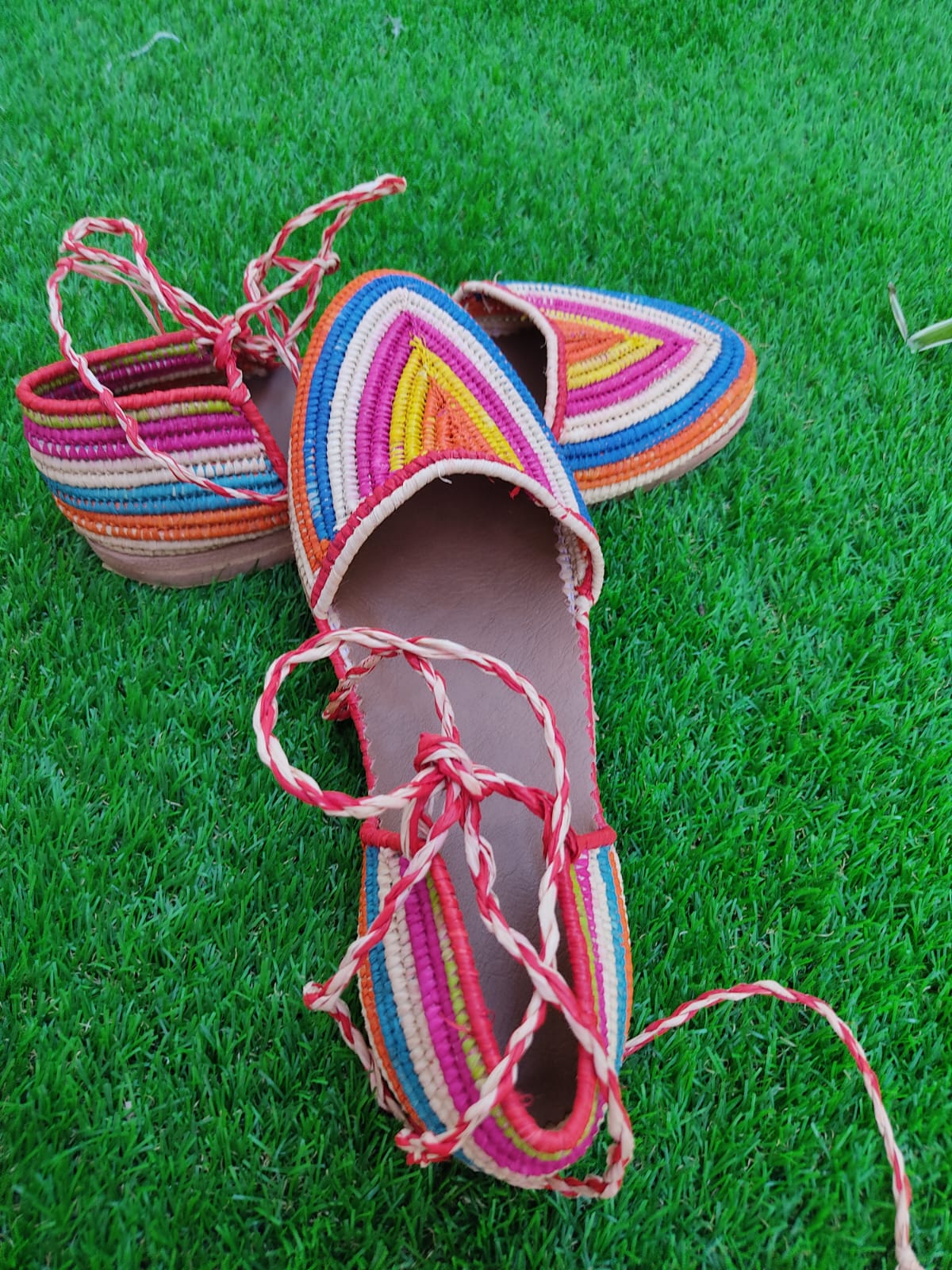 SANDALIA DE RAFFIA NATURAL CON BUEN COLORES  REGALO  PARA ELLA  Jrid style