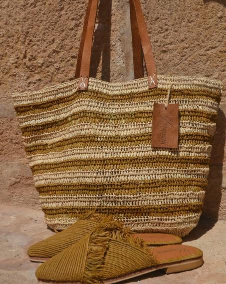 Handcrafted Raffia Bag AND Raffia Slip-On Shoes