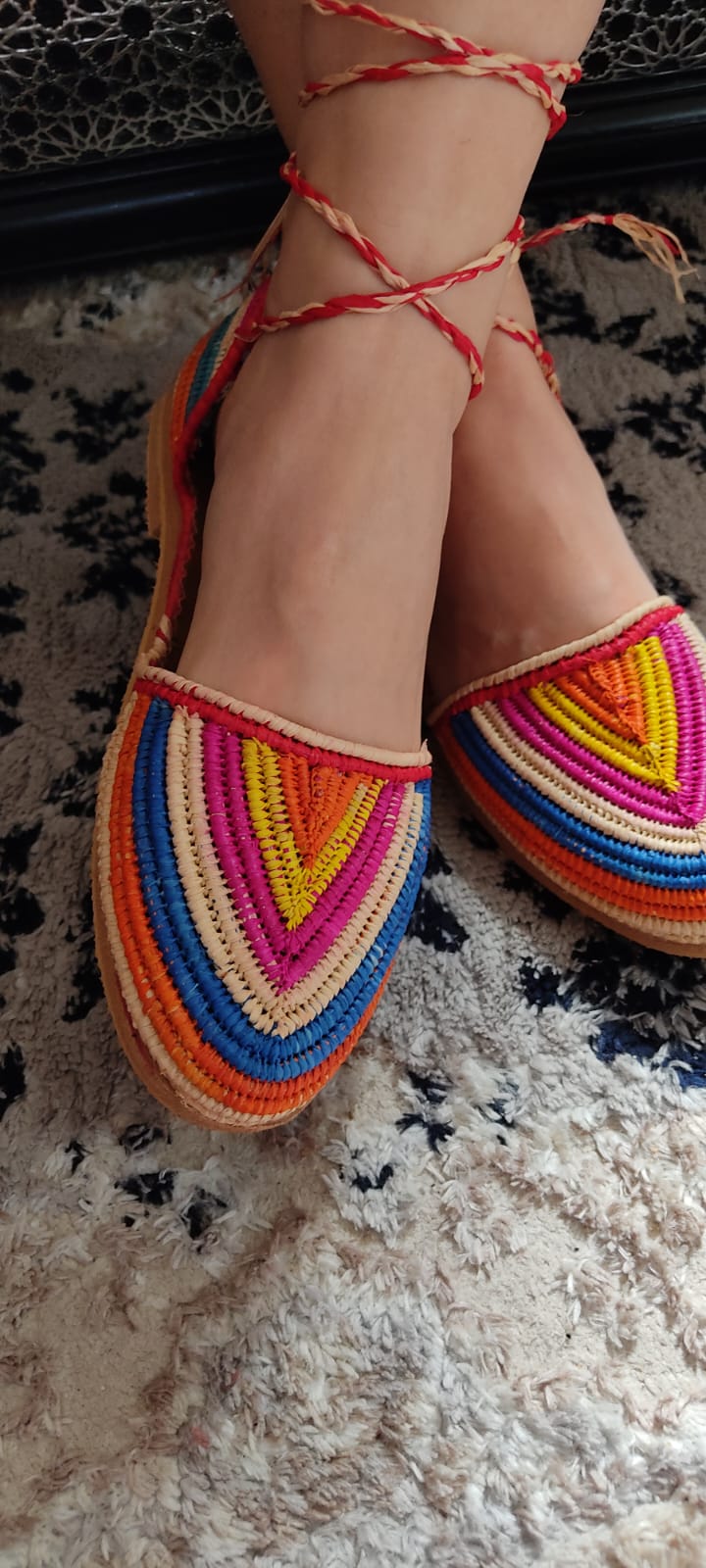SANDALIA DE RAFFIA NATURAL CON BUEN COLORES  REGALO  PARA ELLA  Jrid style