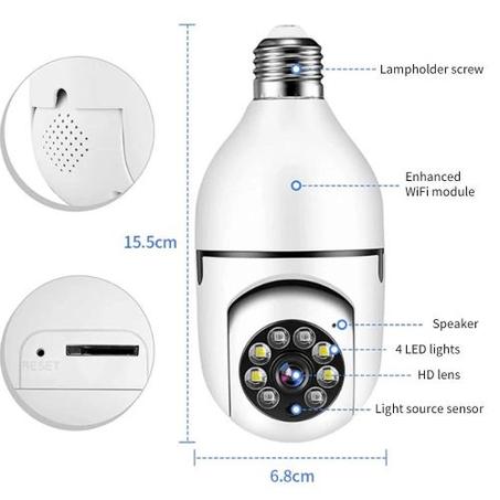 كاميرا مراقبة، كاميرا  واي فاي لمبة بانورامية 360 درجة بدقة 1080 بكسل
