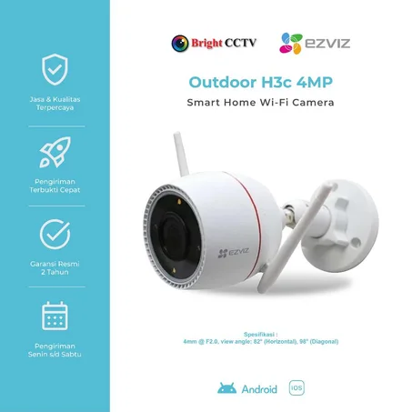Ezviz H3C Camera WiFi Extérieur 4MP 360° Vision nocturne Micro Intégré