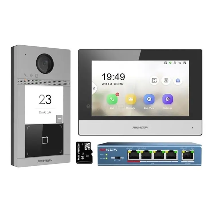 Hikvision Kit complet Vidéophone IP antivandale avec lecteur de badge ( Videophone / Interphone )