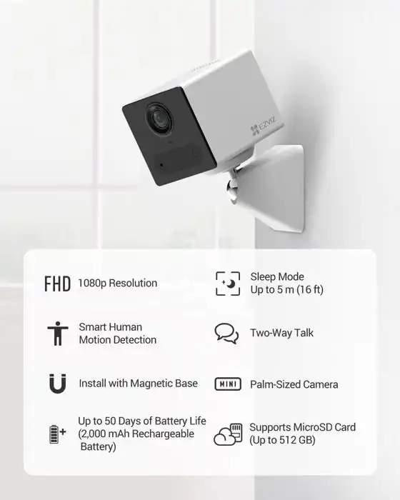 Ezviz Mini Camera IP WiFi Batterie Longue duree jusqu