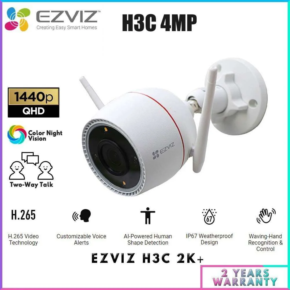 Ezviz H3C Camera WiFi Extérieur 4MP 360° Vision nocturne Micro Intégré