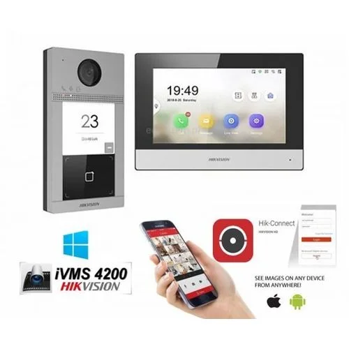 Hikvision Kit complet Vidéophone IP antivandale avec lecteur de badge ( Videophone / Interphone )