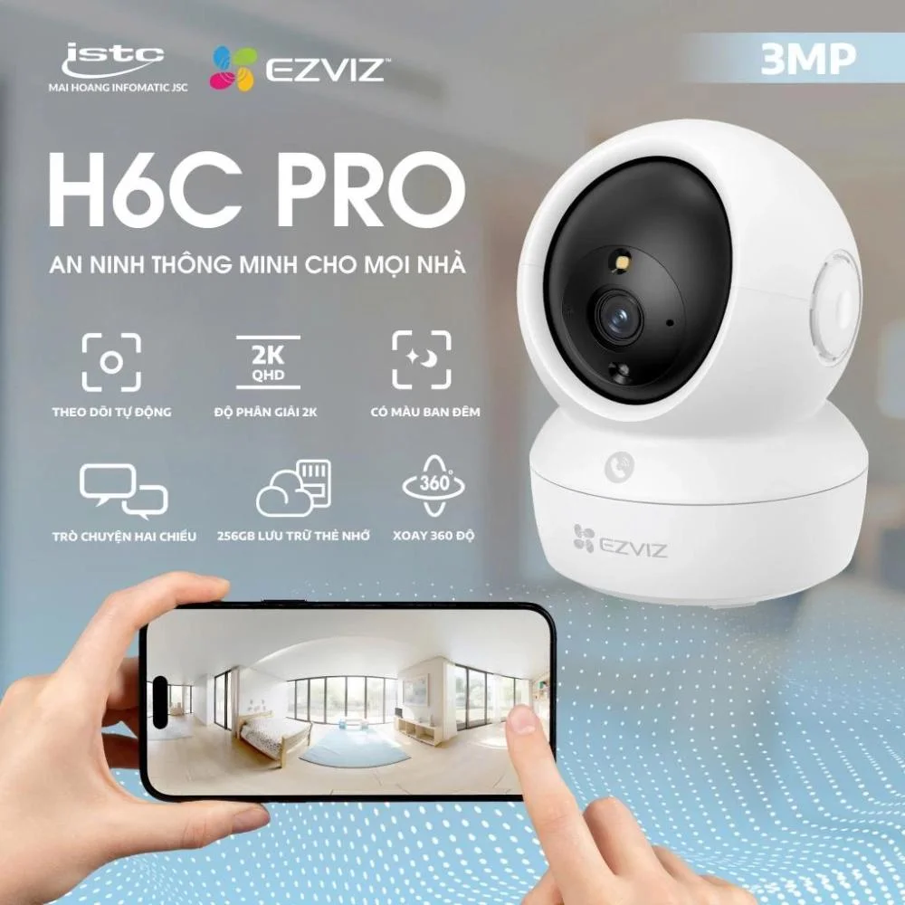 Ezviz Caméra H6C Pro  Wi-Fi panoramique et à inclinaison 360 FHD 1080P