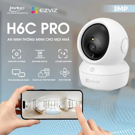 Ezviz Caméra H6C Pro  Wi-Fi panoramique et à inclinaison 360 FHD 1080P