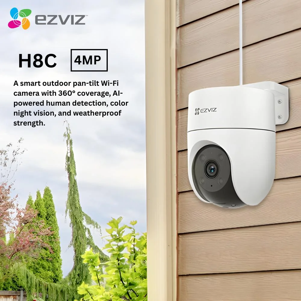Ezviz Caméra H8C Wi-Fi Extérieure panoramique et à inclinaison 360 degrés