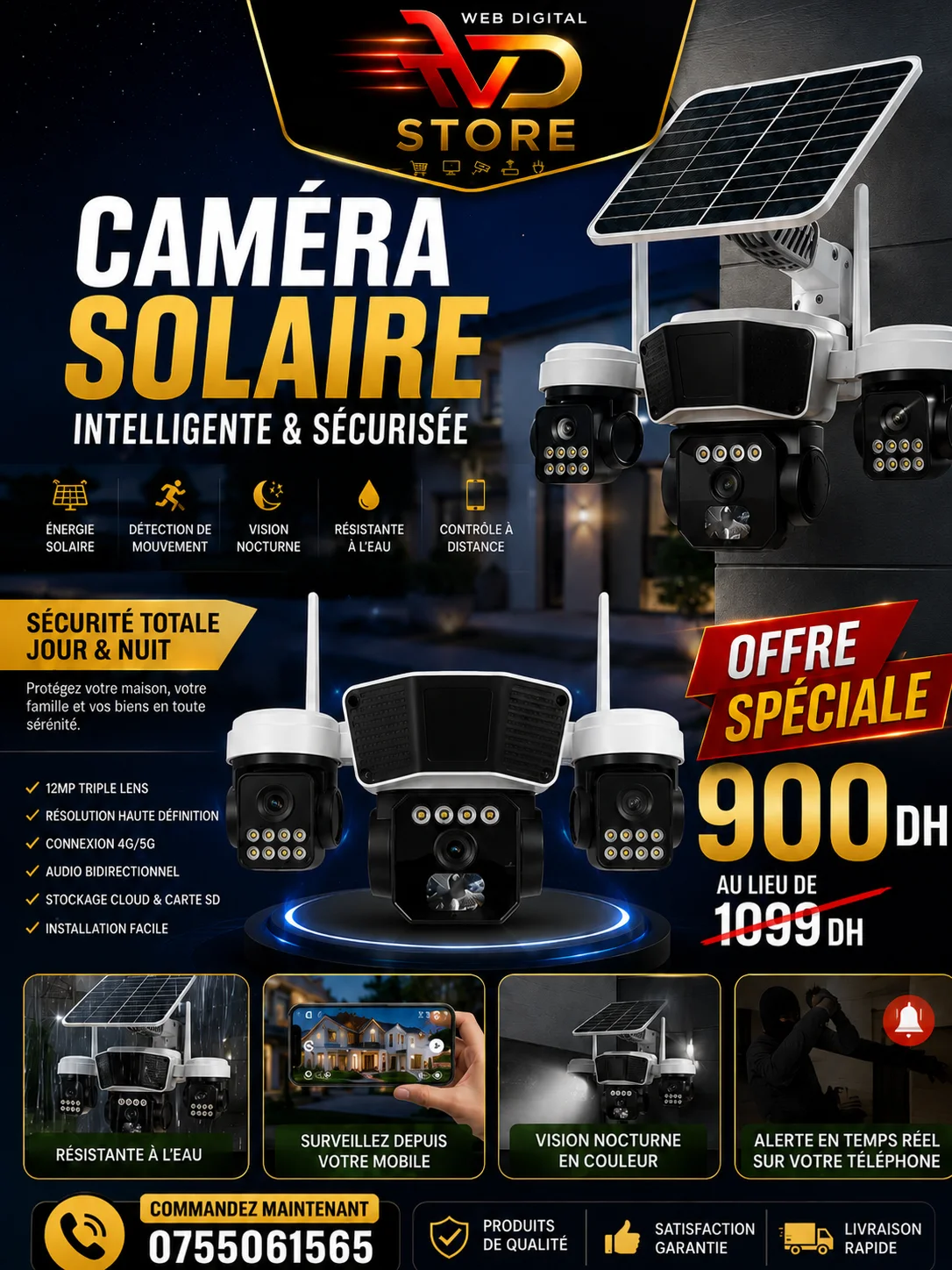 CAMÉRA SOLAIRE INTELLIGENTE 12MP