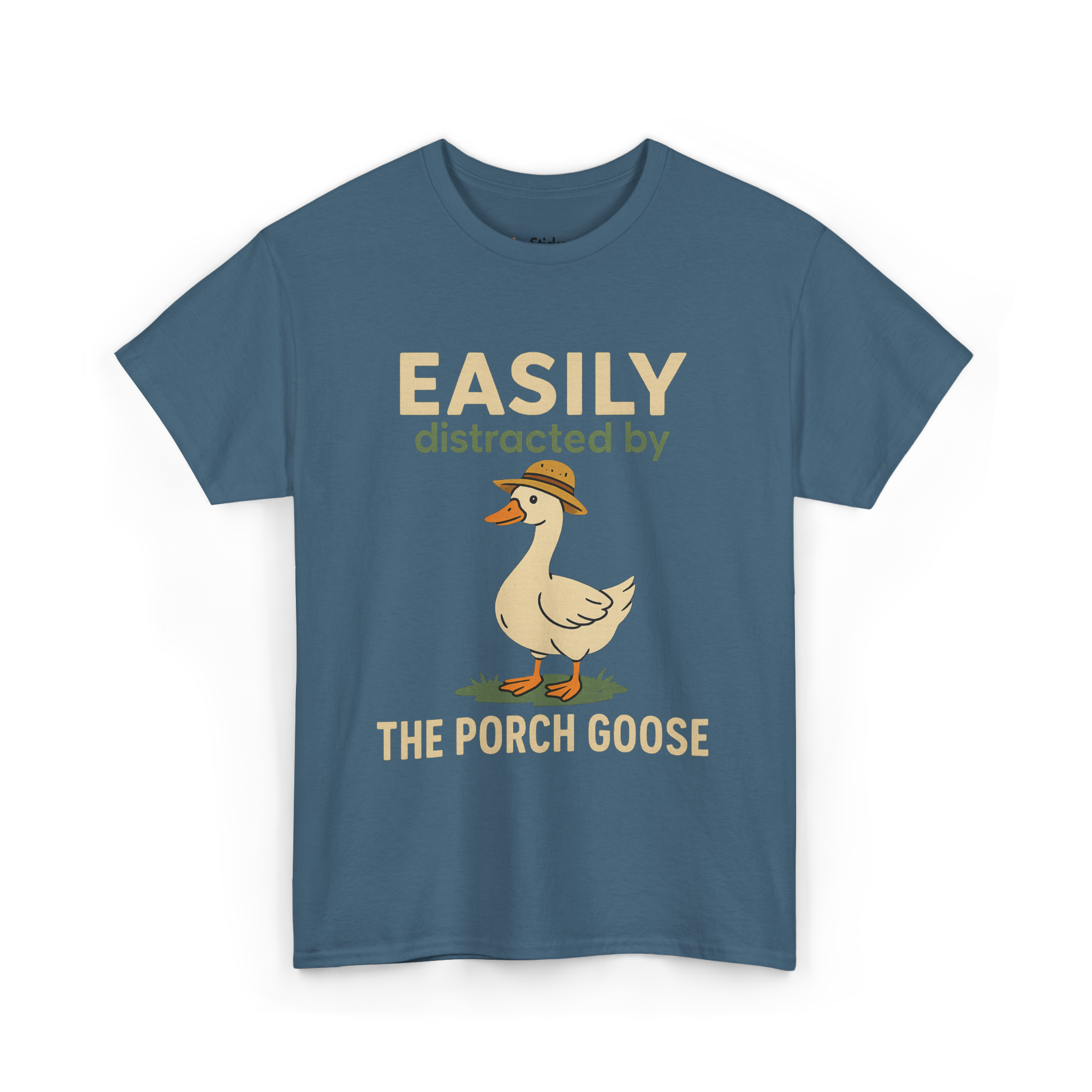 Easily Distracted by the Porch Goose Unisex Heavy Cotton Tee, Funny Animal Shirt, Gift for Goose Lovers, Quirky T-Shirt, Casual Wear