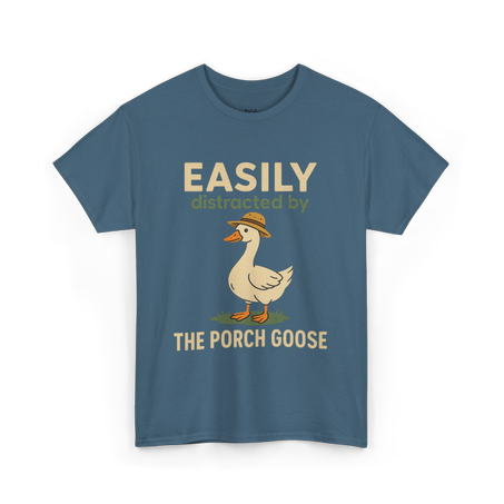 Easily Distracted by the Porch Goose Unisex Heavy Cotton Tee, Funny Animal Shirt, Gift for Goose Lovers, Quirky T-Shirt, Casual Wear