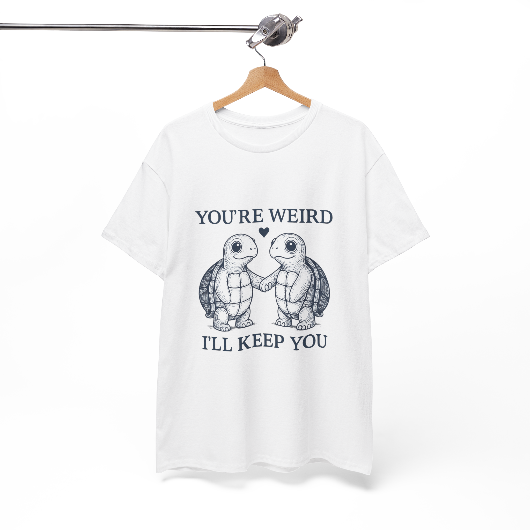 You're Weird Unisex Heavy Cotton Tee, Cute Turtle Shirt, Friendship Gift, Quirky Humor Apparel, Casual Wear