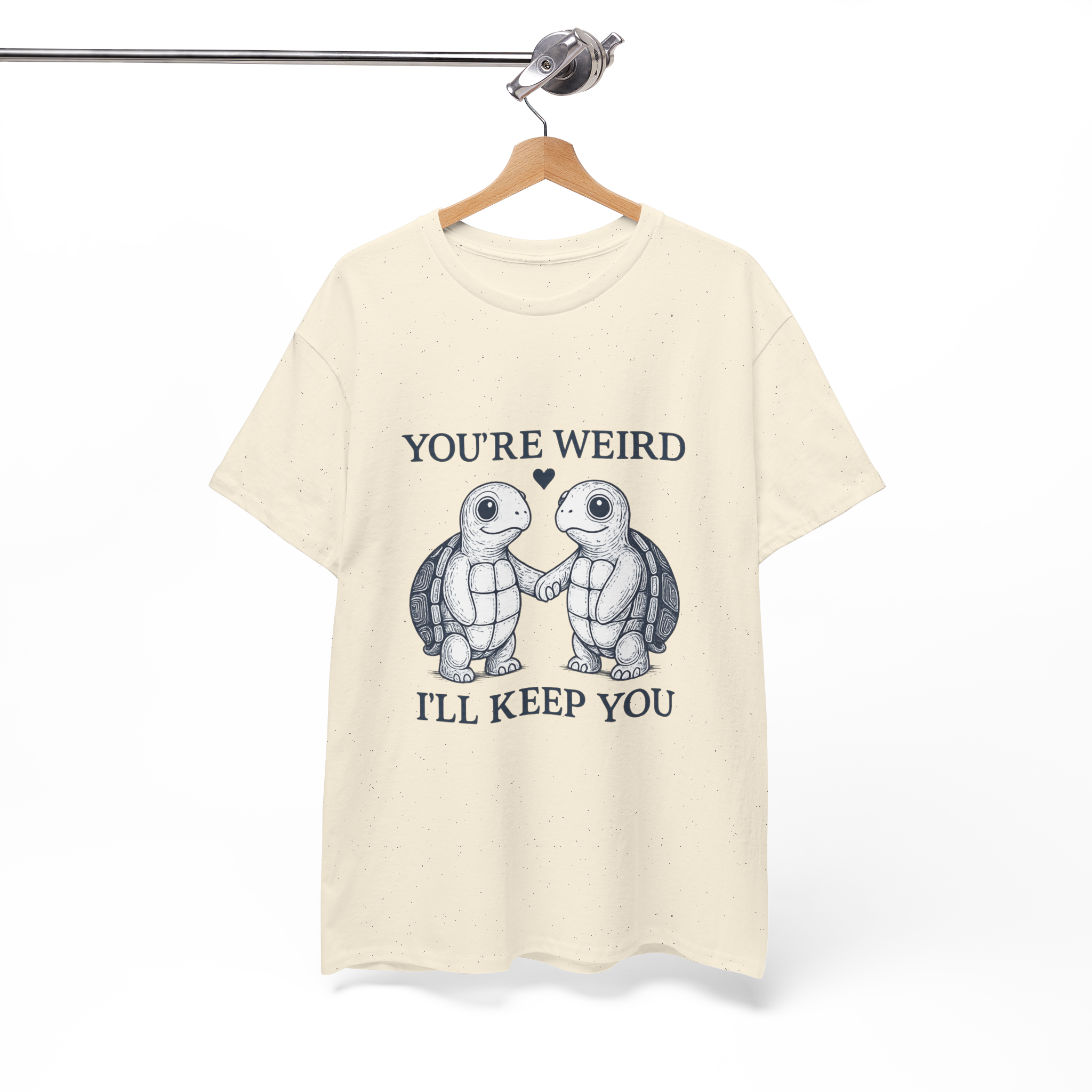 You're Weird Unisex Heavy Cotton Tee, Cute Turtle Shirt, Friendship Gift, Quirky Humor Apparel, Casual Wear