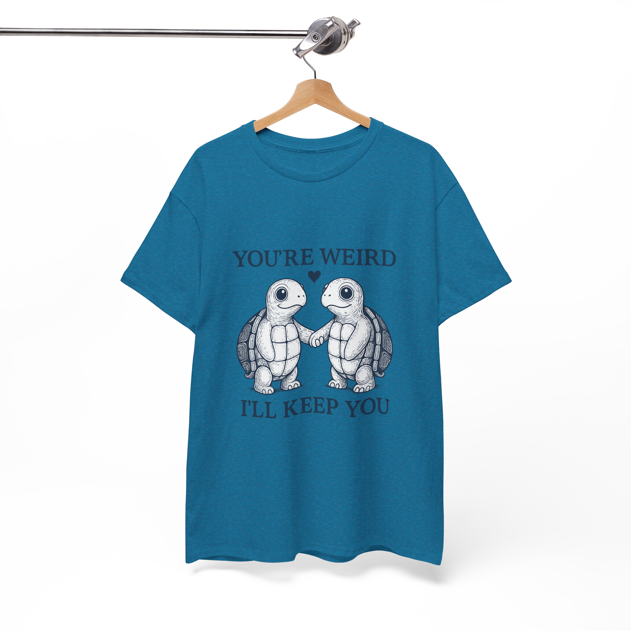 You're Weird Unisex Heavy Cotton Tee, Cute Turtle Shirt, Friendship Gift, Quirky Humor Apparel, Casual Wear
