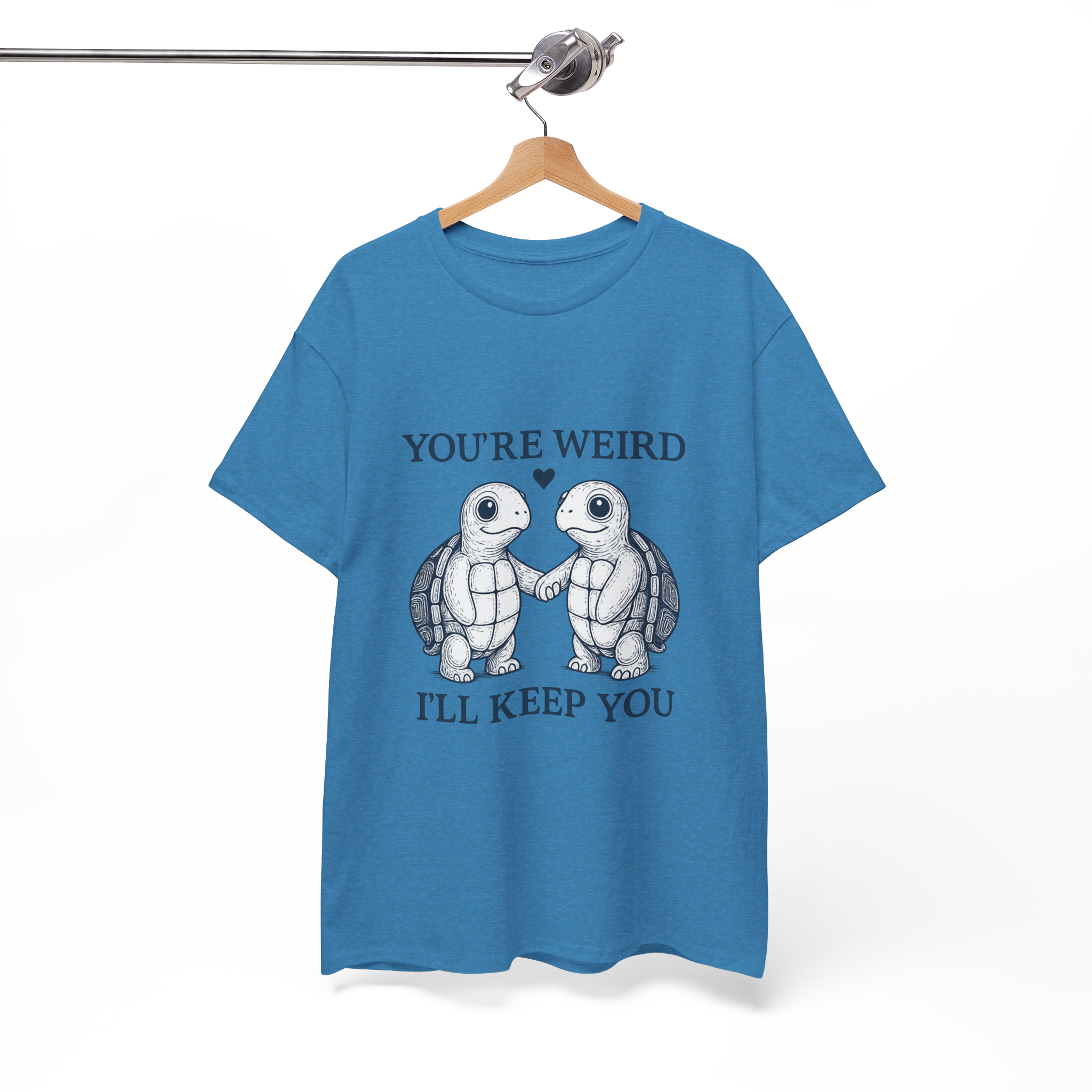 You're Weird Unisex Heavy Cotton Tee, Cute Turtle Shirt, Friendship Gift, Quirky Humor Apparel, Casual Wear