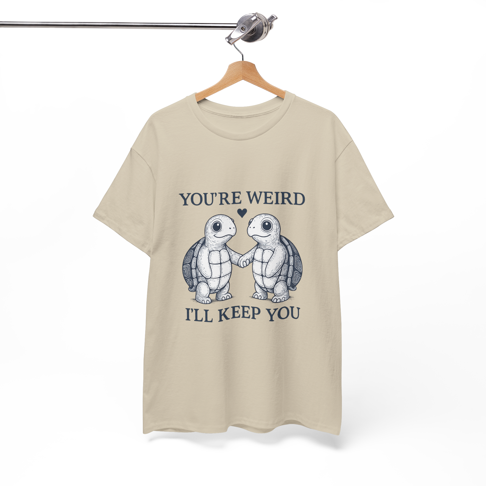 You're Weird Unisex Heavy Cotton Tee, Cute Turtle Shirt, Friendship Gift, Quirky Humor Apparel, Casual Wear