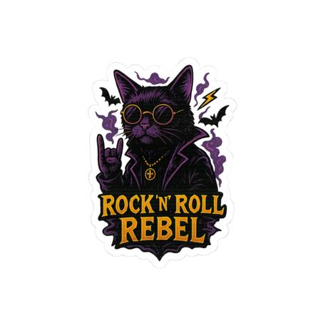 Rock ’n’ Roll Rebel Cat Sticker – Gothic Rockstar Design