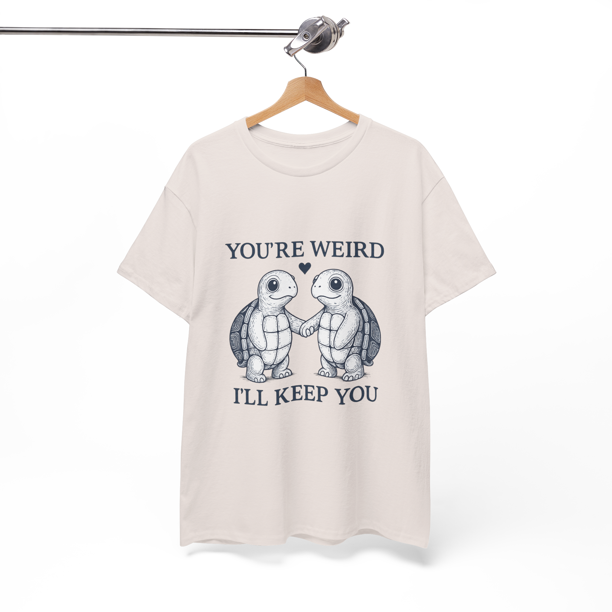 You're Weird Unisex Heavy Cotton Tee, Cute Turtle Shirt, Friendship Gift, Quirky Humor Apparel, Casual Wear