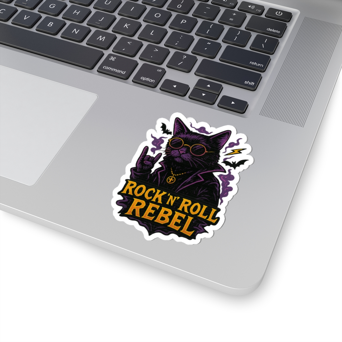 Rock ’n’ Roll Rebel Cat Sticker – Gothic Rockstar Design