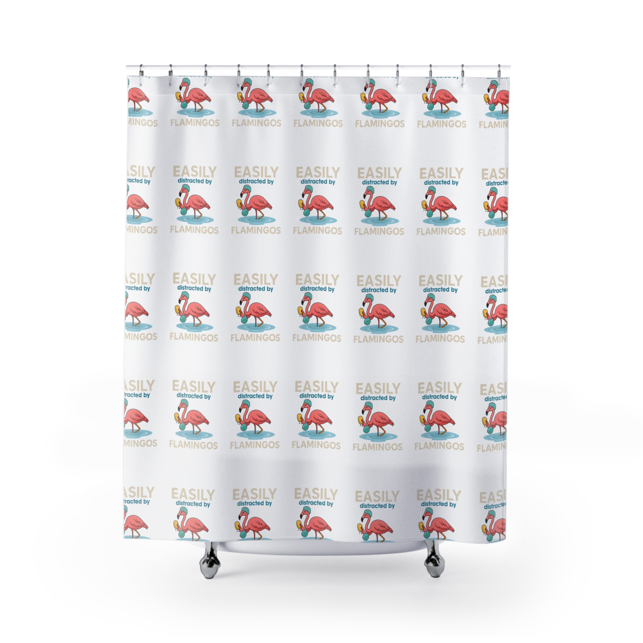 Colorful Flamingo Shower Curtain, Tropical Bathroom Decor, Summer Vibes, Beach House Gift, Fun Home Accessory