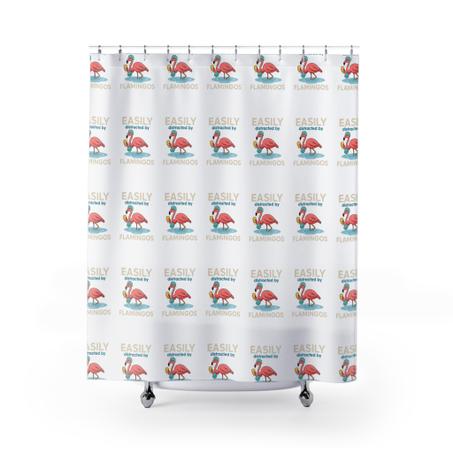 Colorful Flamingo Shower Curtain, Tropical Bathroom Decor, Summer Vibes, Beach House Gift, Fun Home Accessory