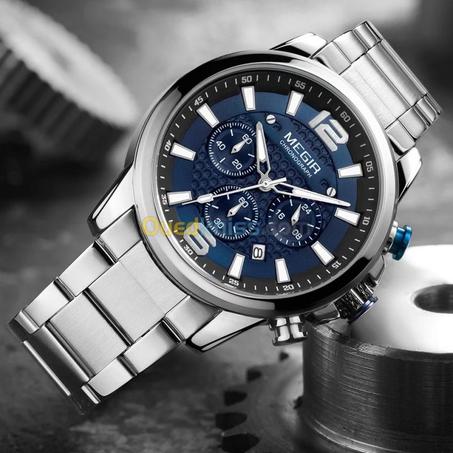 Montre Chronographe en acier inoxydable lumineux