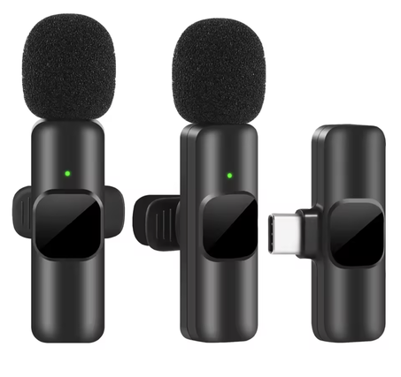 بث مباشر للألعاب، ميكروفون للهاتف ،iPhone Android لاسلكي جديد محمول لتسجيل الصوت والفيديو، ميكروفون صغير لهاتفLavalier ميكروفون