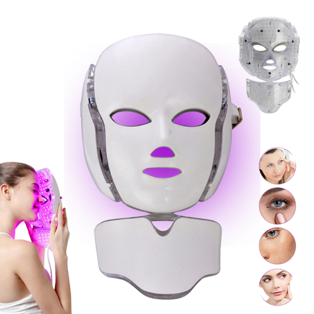 Masque facial photonique LED rajeunissement de la peau, thérapie des rides, 7 couleurs Visage Cou