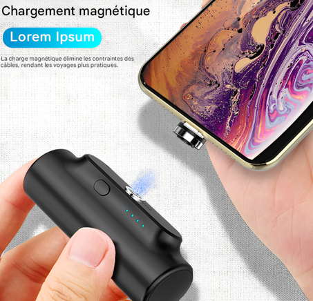 Chargeur Magnétique 3-en-1 Ultra Compact – Batterie d’urgence 3000mAh